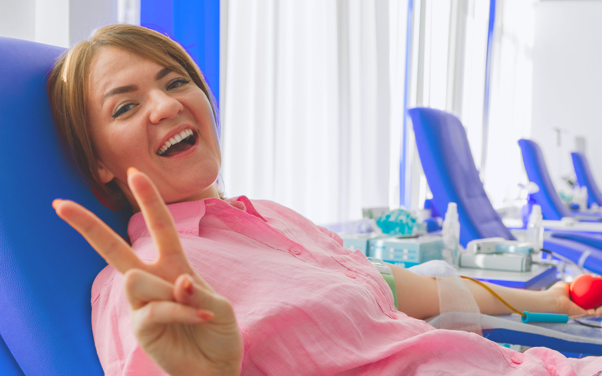 Woman donating plasma